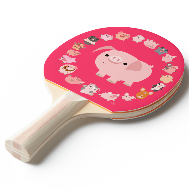 Cute Cartoon Pig Mandala Ping Pong Paddle Ping Pong Paddle