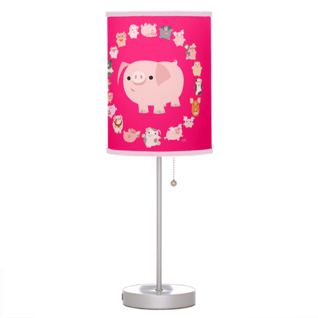 Cute Cartoon Pig Mandala Table Lamp