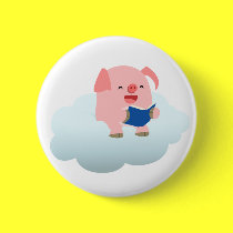 Netter Karikatur-Schwein-Leser auf Wolken-Knopf-Ab buttons