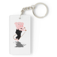 Cute Cartoon Pig Skipping Acrylic Keychain