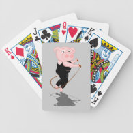 Cute Cartoon Pig Skipping Bicycle Playing Cards