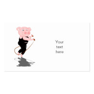 Cute Cartoon Pig Skipping Business Card