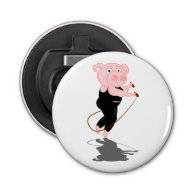 Cute Cartoon Pig Skipping Button Bottle Opener
