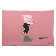 Cute Cartoon Pig Skipping Cloth Place Mat