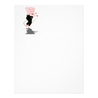 Cute Cartoon Pig Skipping Custom Letterhead