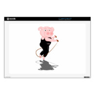 Cute Cartoon Pig Skipping Decal For Laptop