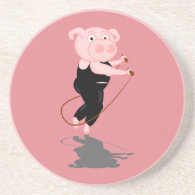 Cute Cartoon Pig Skipping Drink Coaster