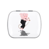 Cute Cartoon Pig Skipping Jelly Belly Candy Tin