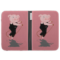 Cute Cartoon Pig Skipping Kindle Folio Case