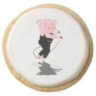 Cute Cartoon Pig Skipping Round Premium Shortbread Cookie