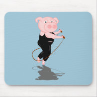 Cute Cartoon Pig Skipping Mouse Pad