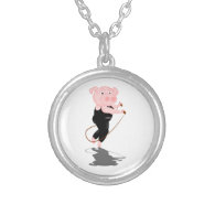 Cute Cartoon Pig Skipping Personalized Necklace