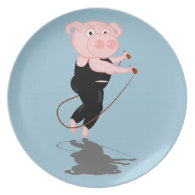 Cute Cartoon Pig Skipping Plates