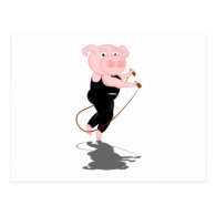 Cute Cartoon Pig Skipping Postcards