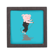 Cute Cartoon Pig Skipping Premium Jewelry Boxes