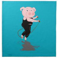 Cute Cartoon Pig Skipping Printed Napkin