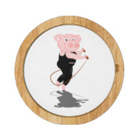 Cute Cartoon Pig Skipping Round Cheeseboard