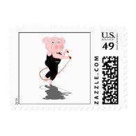 Cute Cartoon Pig Skipping Stamps