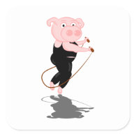 Cute Cartoon Pig Skipping Sticker