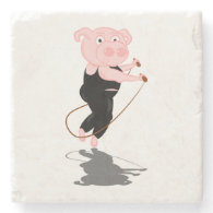 Cute Cartoon Pig Skipping Stone Coaster