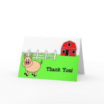 Cute Cartoon Pig Thank You Card