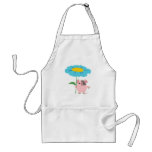 Cute Cartoon Pig With Gift (Blue) Apron