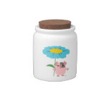 Cute Cartoon Pig With Gift (Blue) Candy Jar