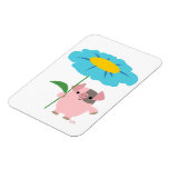 Cute Cartoon Pig With Gift (Blue) Flexible Magnet