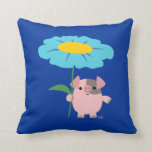 Cute Cartoon Pig With Gift (Blue) Pillow