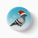 Cute Cartoon Pigeon Santa buttons