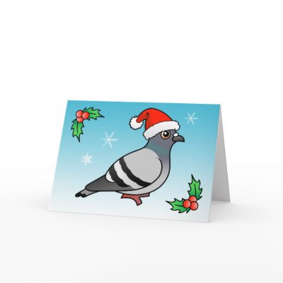 Cute Cartoon Pigeon Santa Card by birdorable