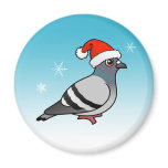 Pigeon Santa Claus Round Magnet