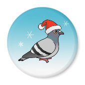 Pigeon Santa Claus Round Magnet