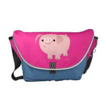 Cute Cartoon Piggy Rickshaw Messenger Bag