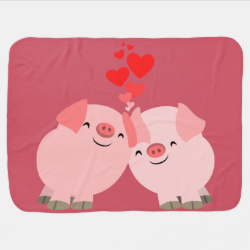 Cute Cartoon Pigs in Love Baby Blanket