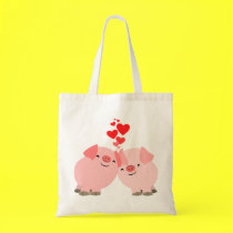 Nette Karikatur-Schweine in der Liebes-Tasche taschen