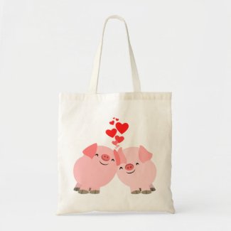 Cute Cartoon Pigs in Love Bag bag