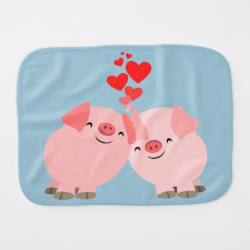 Cute Cartoon Pigs in Love Burp Cloth