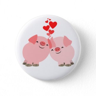 Cute Cartoon Pigs in Love Button Badge button