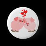 Cute Cartoon Pigs in Love Button Badge