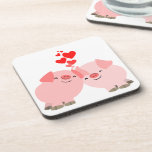 Cute Cartoon Pigs in Love Coasters Set