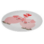Cute Cartoon Pigs in Love Cutting Board