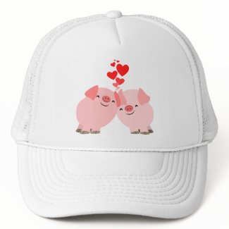 Cute Cartoon Pigs in Love Hat hat