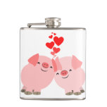 Cute Cartoon Pigs in Love Hip Flask