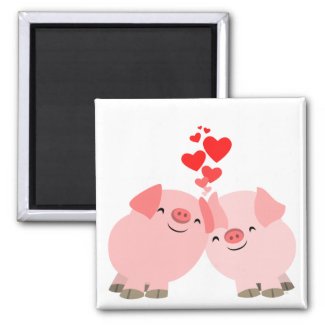 Cute Cartoon Pigs in Love Magnet magnet