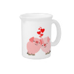 Cute Cartoon Pigs in Love Pitcher