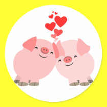 Nette Karikatur-Schweine im Liebes-Aufkleber sticker