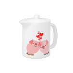 Cute Cartoon Pigs in Love Teapot