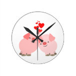 Cute Cartoon Pigs in Love Wall Clock