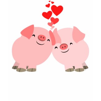 Cute Cartoon Pigs in Love Women T-Shirt shirt